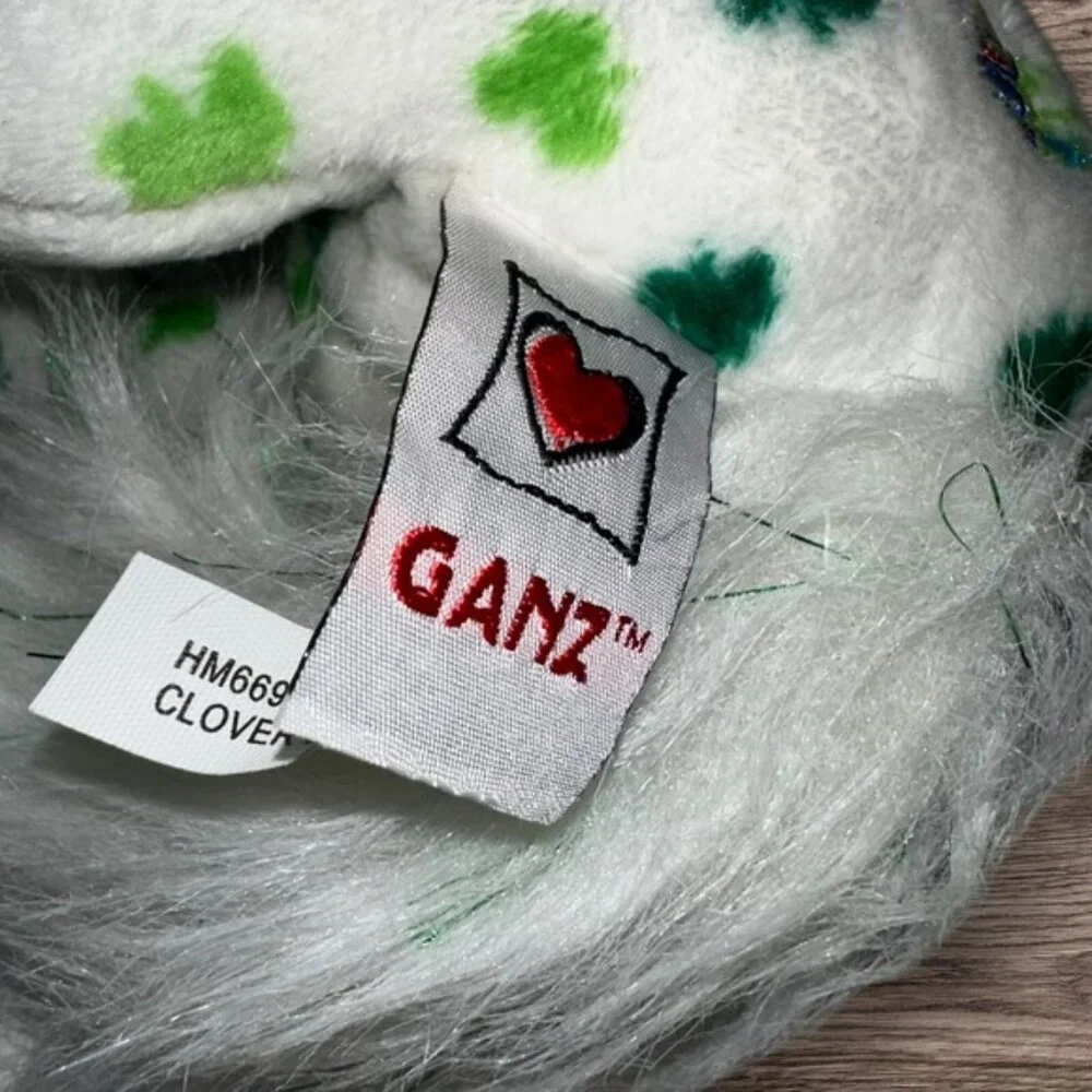 Webkinz Clover Cat Plush Stuffed Toy HM669 No Code Satin Feet Ganz 8 Inch